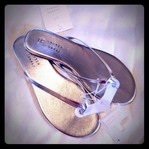 Lauren Conrad Silver Flip Flops NWT Size 6